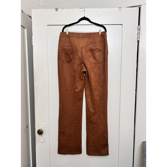 Rumored Yellowstone Faux Leather Suede Saddle Brown low rise lace tie up pants. - Picture 6 of 11